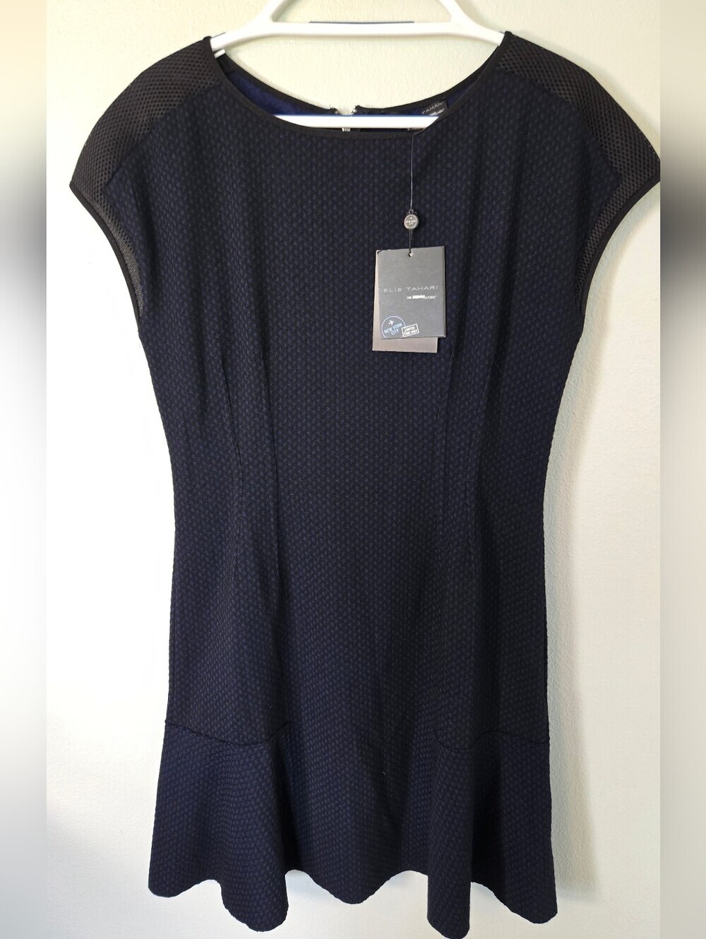 Elie Tahari | NWT Blue And Black A Line Flounce Dress Size Medium